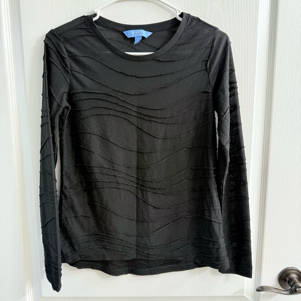 Simply Vera Vera Wang Black Fitted Ribbed Blouse